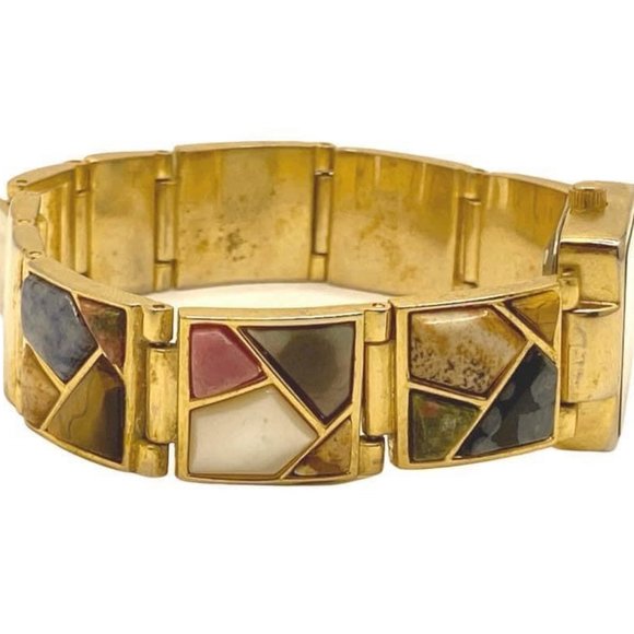 Vintage Xavier Quartz Japan Movement gemstone inlay watch. Needs new battery. Wa - Picture 3 of 7